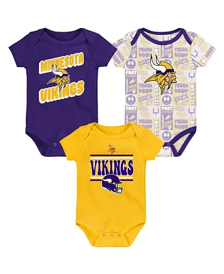 Outerstuff Baby Boys and Girls 3-Piece Minnesota Vikings Play Day Bodysuit