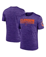 Nike Men's Purple Clemson Tigers Velocity Baseball Wordmark Stack Performance T-Shirt