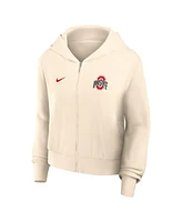 Nike Women's Cream Ohio State Buckeyes Chill Midi Full-Zip Hoodie