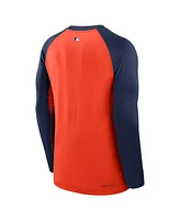 Nike Men's Orange/Navy Houston Astros Authentic Collection Game Time Raglan Performance Long Sleeve T-Shirt