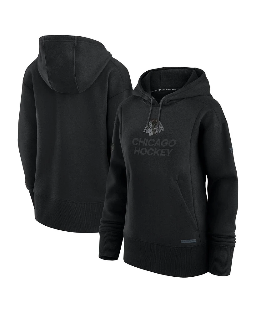 Fanatics Women's Black Chicago Blackhawks Authentic Pro Road Pullover Hoodie