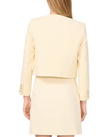 CeCe Women's Long Sleeve Collarless Tweed Jacket