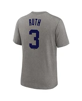 Nike Men's Babe Ruth Heather Gray New York Yankees Cooperstown Collection Tri-Blend Name Number T-Shirt