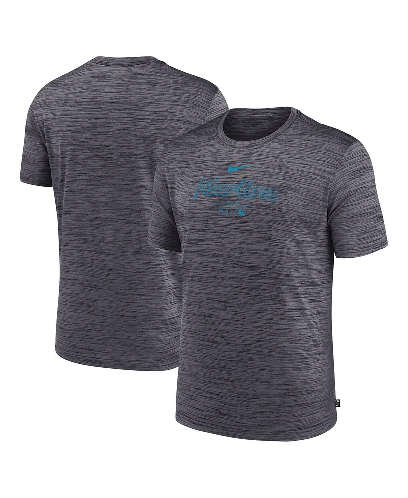Nike Men's Charcoal Miami Marlins Authentic Collection Velocity Performance Practice T-Shirt