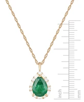 Emerald (1 ct. t.w.) & Diamond (1/5 Teardrop Halo 18" Pendant Necklace 14k Gold (Also Ruby Sapphire)