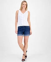 Nautica Jeans Women's Cotton Ruffled V-Neck Tank Top