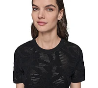 Karl Lagerfeld Paris Women's Bow-Stitch Short-Sleeve Sweater