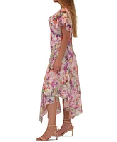 Robbie Bee Plus Printed Flutter-Sleeve Midi Dress