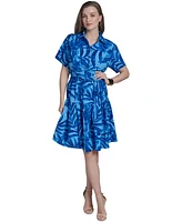 Halston Women's Floral-Print Tiered Shirtdress