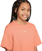 Nike Big Girls Sportswear Essential Cotton Swoosh Logo T-Shirt