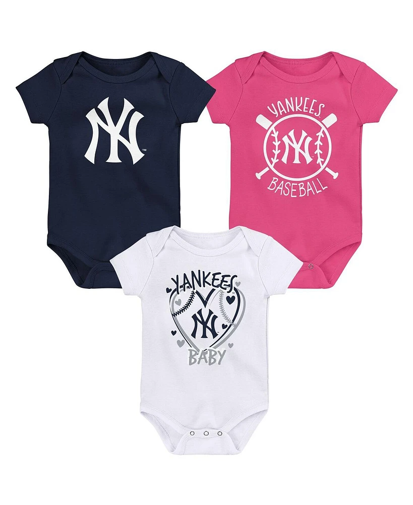 Outerstuff Baby Boys and Girls New York Yankees Slide Home 3-Pack Bodysuit Set