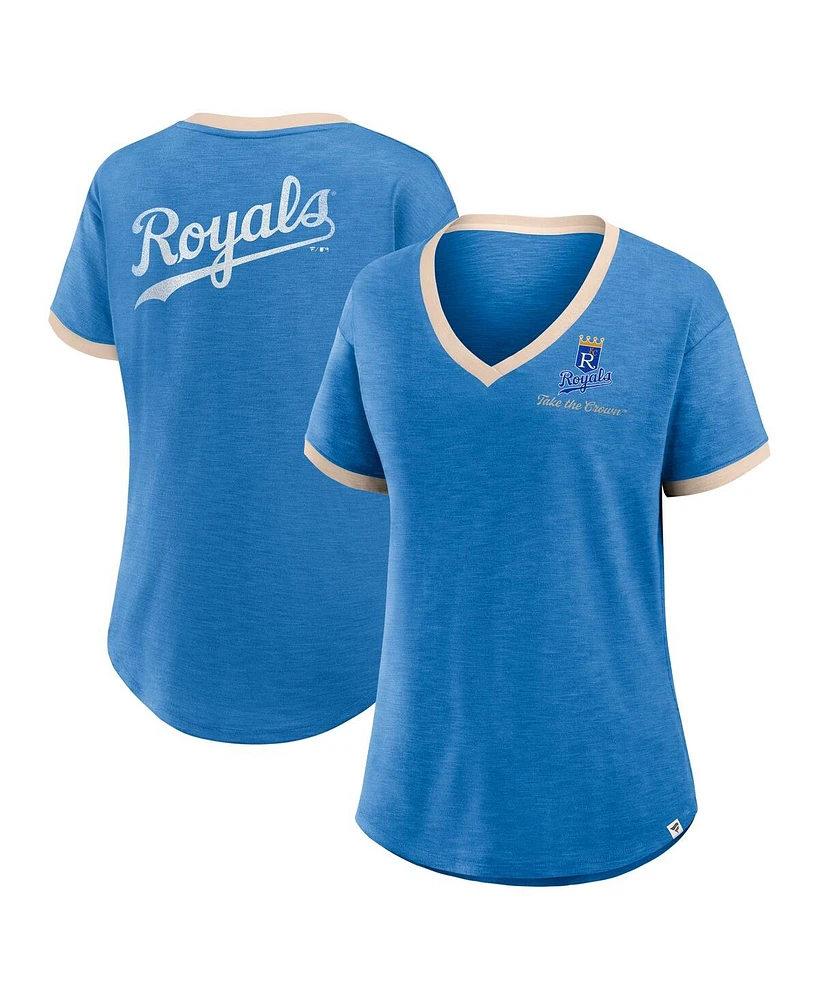 Fanatics Women's Royal Kansas City Royals Binge Worthy Stadium Slub V-Neck T-Shirt