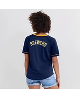 Fanatics Women's Navy Milwaukee Brewers League Diva Star Raglan V-Neck T-Shirt