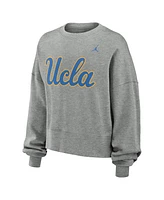 Jordan Women's Heather Gray Ucla Bruins Essential Fleece Oversized Logo Pullover Sweatshirt