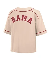 Fanatics Women's Tan Alabama Crimson Tide Oversized Dominant Force Midi V-Neck T-Shirt