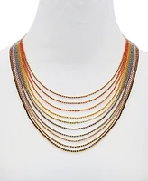 Guess Gold-Tone Rainbow Rhinestone Layered Necklace, 20" + 2" extender