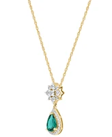 Lab-Created Emerald (5/8 ct. t.w.) & Lab-Created White Sapphire (1/2 ct. t.w.) Pendant Necklace in 14k Yellow Gold-Plated Sterling Silver, 16" + 2" ex