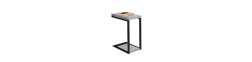 Industrial Snack Table with Faux Cement Design and Sturdy Frame