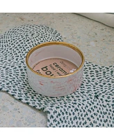 Marble Dog Bowl: Blush Pink & Gold Accent