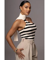 Jluxlabel Women's Black/White Amelie Striped Top