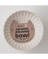 Elevated Cat Bowl: White & Black Flower