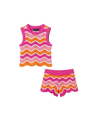 Andy & Evan Toddler Girls Toddler/Child Crochet Scallop Top Shorts Set
