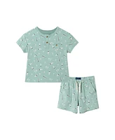 Andy & Evan Toddler Boys Toddler/Child Washed Surfboard Henley and Shorts Set