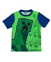 Minecraft Boys Zombie Creeper Alex Steve Rash Guard and Swim Trunks Outfit Set to