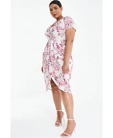 Quiz Plus Floral Scuba Crepe Wrap Maxi Dress