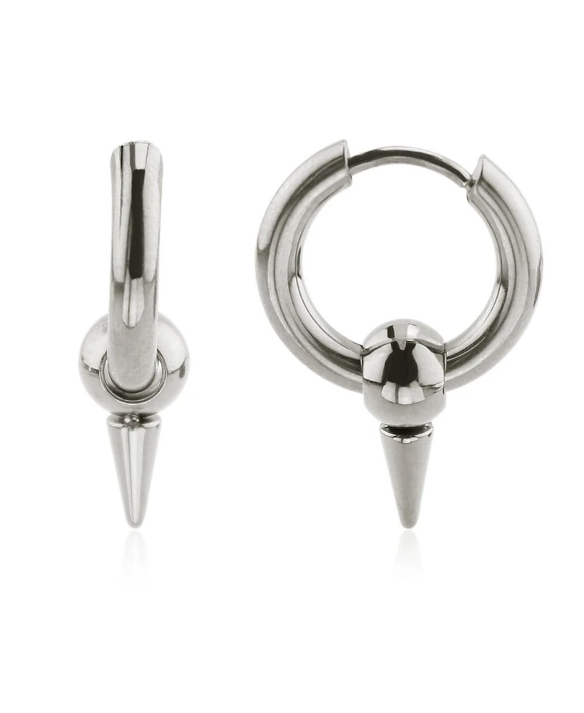 Ash Spike Huggie in Non-Plated Stainless Steel