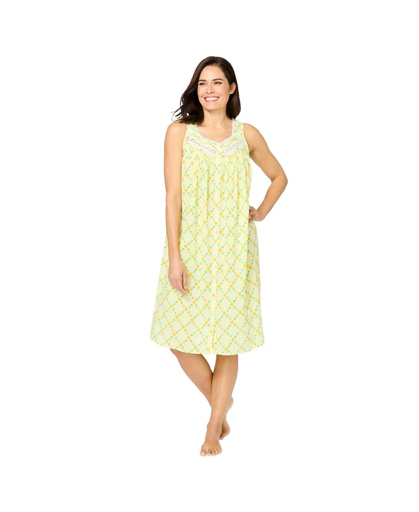 Only Necessities Plus Sleeveless Button Front Night Gown