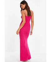 Quiz Women's Scuba Crepe Dress with Diamante Straps