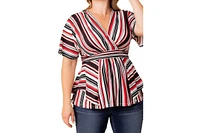 Kiyonna Plus Boulevard Short Sleeve Stripe Top