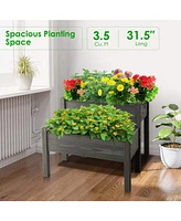 Sugift 2 Tier Wooden Raised Garden Bed with Legs Drain Holes