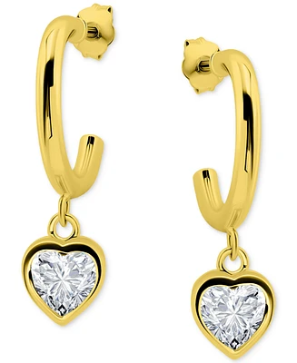 Giani Bernini Cubic Zirconia Heart Charm Half Hoop Earrings