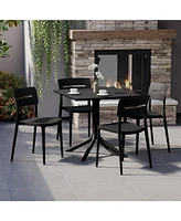 Modern 5-Piece Resin Patio Dining Table Set with Stackable Chairs