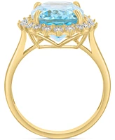 Effy Collection Diamond (1/10 ct. t.w.) & Sky Blue Topaz (6-1/2 ct. t.w.) Ring in 14K Yellow Gold