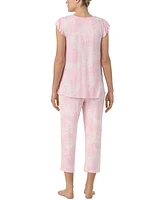 Ellen Tracy Women's Printed Short-Sleeve Cropped Pajama Set