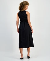 Anne Klein Women's Sleeveless Mixed-Media Midi Dress