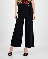 Anne Klein Women's Solid Cropped Pull-On Pallazo Pants