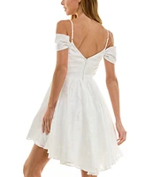 City Studios Juniors' Textured Chiffon Fit & Flare Dress