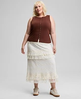 And Now This Trendy Plus Size Button-Front Tank Top, Exclusively at Macy's
