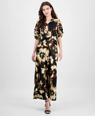 Anne Klein Women's Dot-Print Pull-On Maxi Skirt