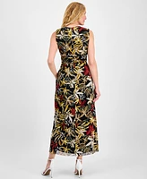 Anne Klein Women's Printed Twist-Front Maxi Dress