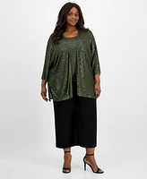 Anne Klein Plus Sequinned 3/4-Sleeve Jacket