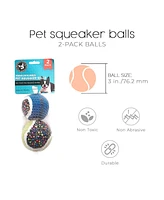 Precious Tails 2-Pack High-Bounce Pet Tennis Balls with Woof and Bounce Print