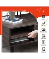 Wlive Lift Top Coffee Table with Storage for Living Room,Small Hidden Compartment and Adjustable Shelf,Mid Century, Modern ,Wood,Grey