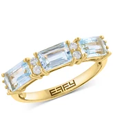 Effy Collection Diamond (1/6 ct. t.w.) & Aquamarine (1-5/8 ct. t.w.) Ring in 14k Yellow Gold