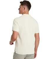 Kenneth Cole Men's Short Sleeve Waffle Knit Polo Sweater