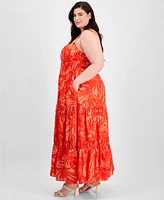 Taylor Plus Tiered Floral-Print Maxi Dress